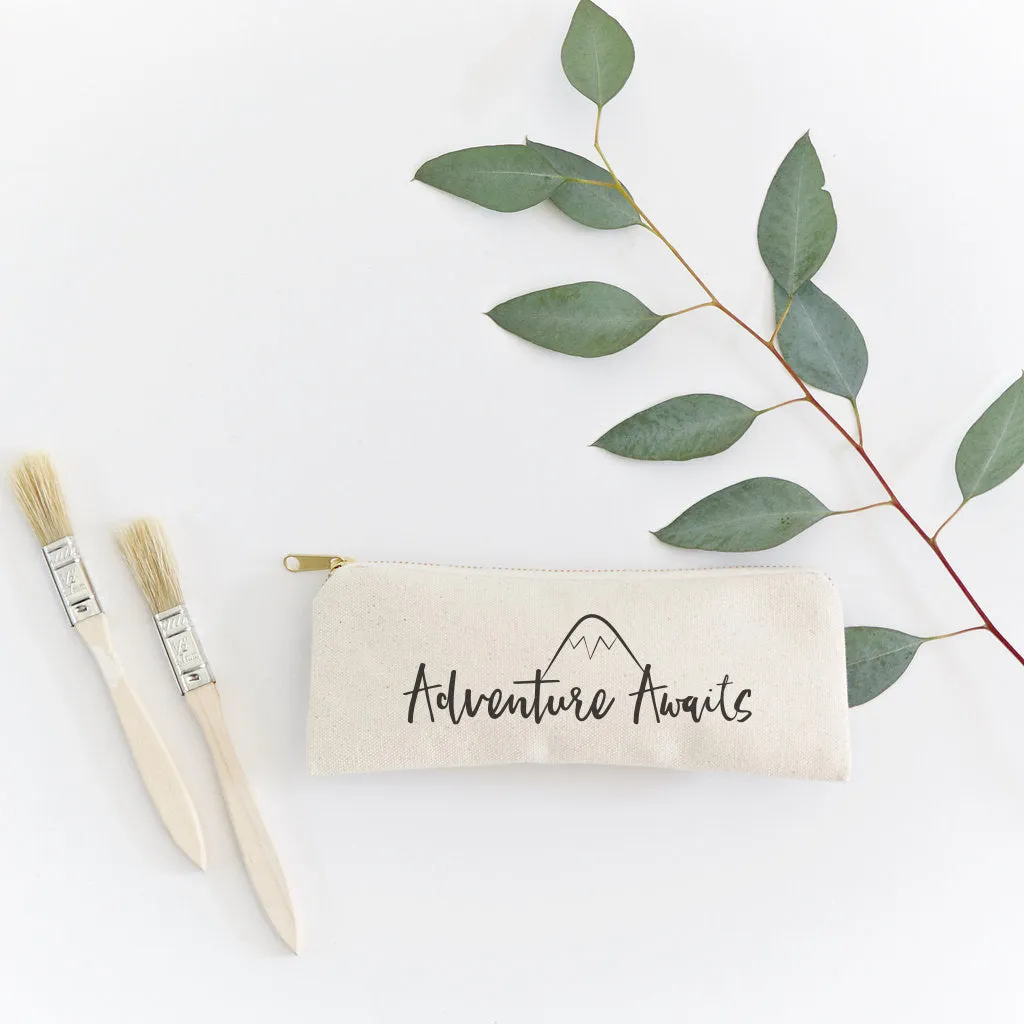 Adventure Awaits Cotton Canvas Pencil Case and Travel Pouch