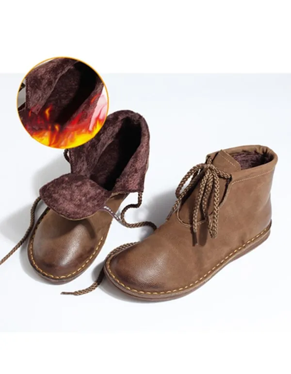 Ankle Lace-up Handmade Leather Retro Boots 35-42