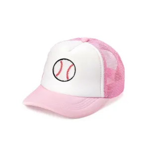 Baseball Patch Trucker Hat in Pink