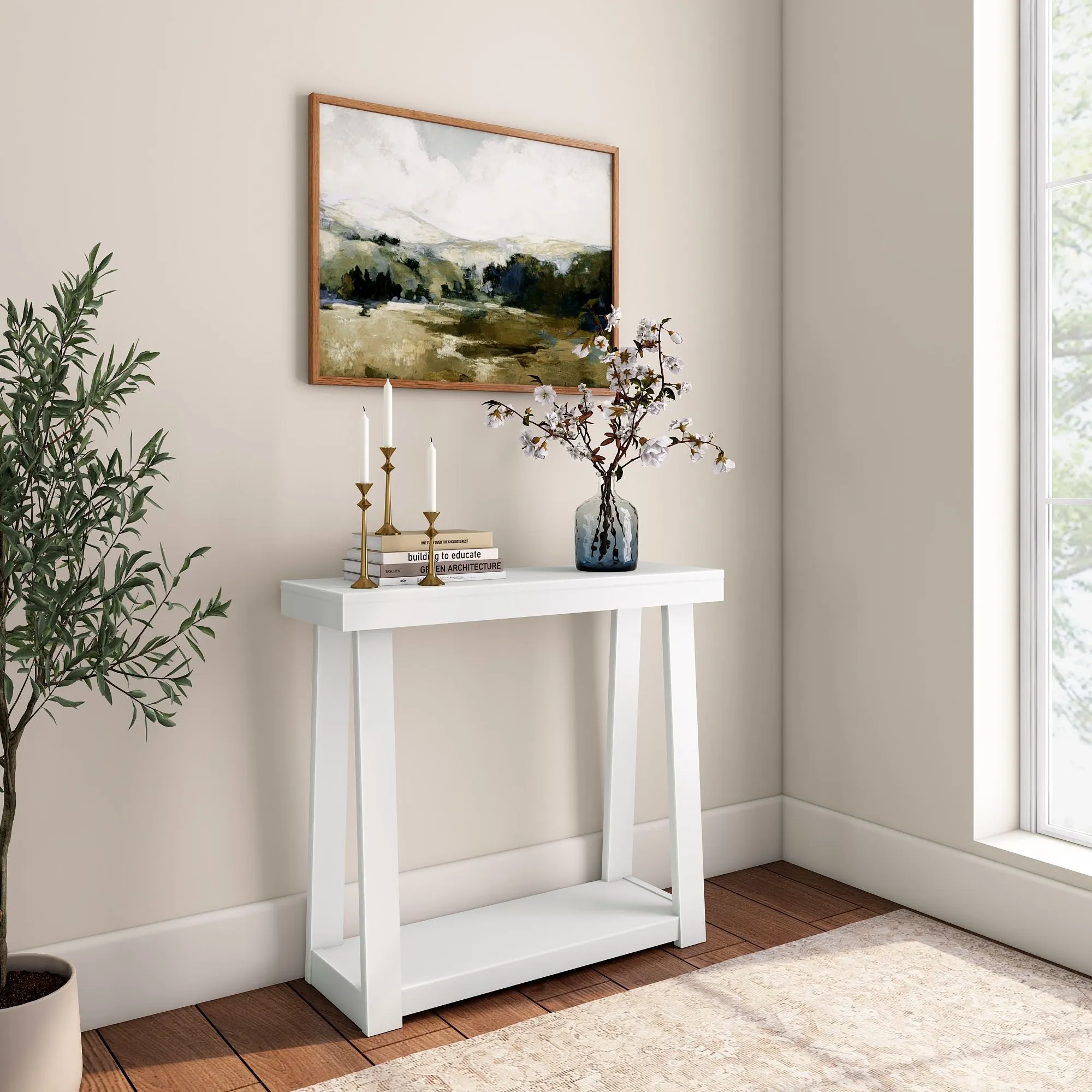 Classic Console Table with Shelf - 36”