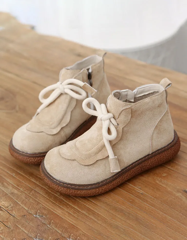[Clearance]Lace-up Round Head Suede Handmade Retro Boots (Size 37)