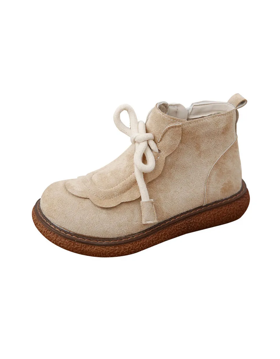 [Clearance]Lace-up Round Head Suede Handmade Retro Boots (Size 37)