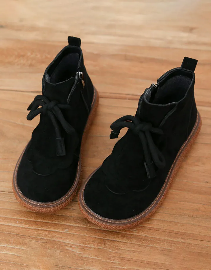 [Clearance]Lace-up Round Head Suede Handmade Retro Boots (Size 37)