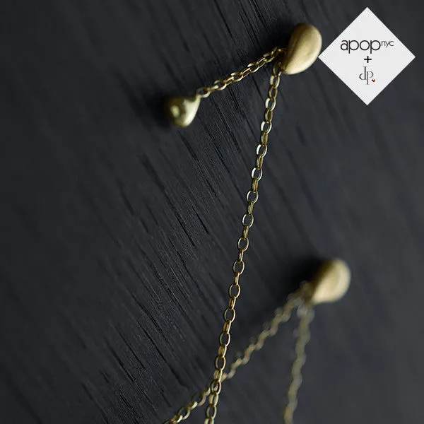 Daphne P. Matte Gold Vermeil Teardrop Long Drop Chain Earrings