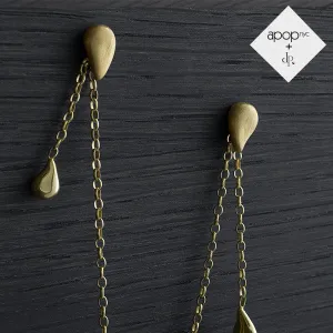 Daphne P. Matte Gold Vermeil Teardrop Long Drop Chain Earrings