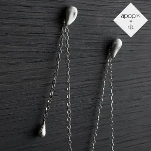 Daphne P. Matte Sterling Silver Teardrop Chain Earrings