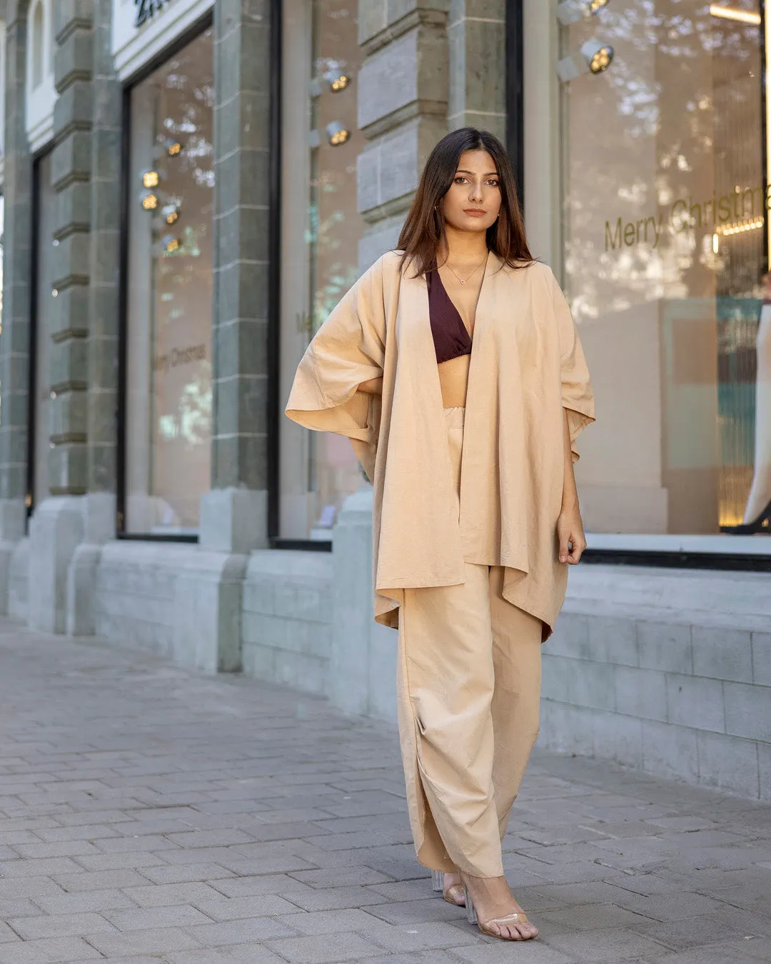 Effortless Style Open Neck Cordset in Dark Beige
