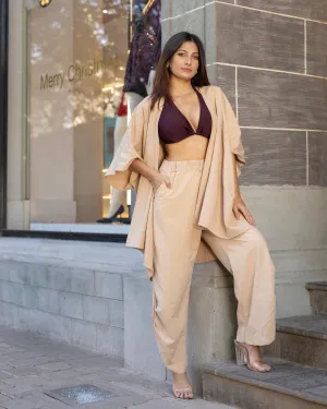 Effortless Style Open Neck Cordset in Dark Beige