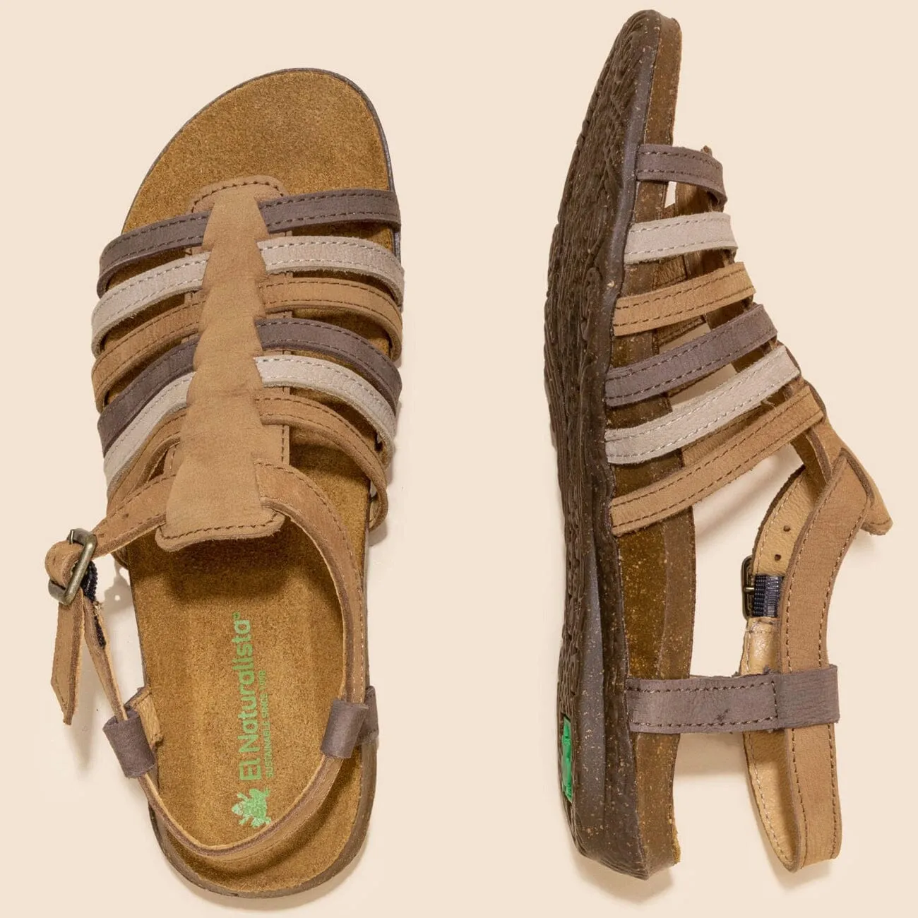 El Naturalista WAKATAUA Sandal Pleasant Leather Multi-Honey