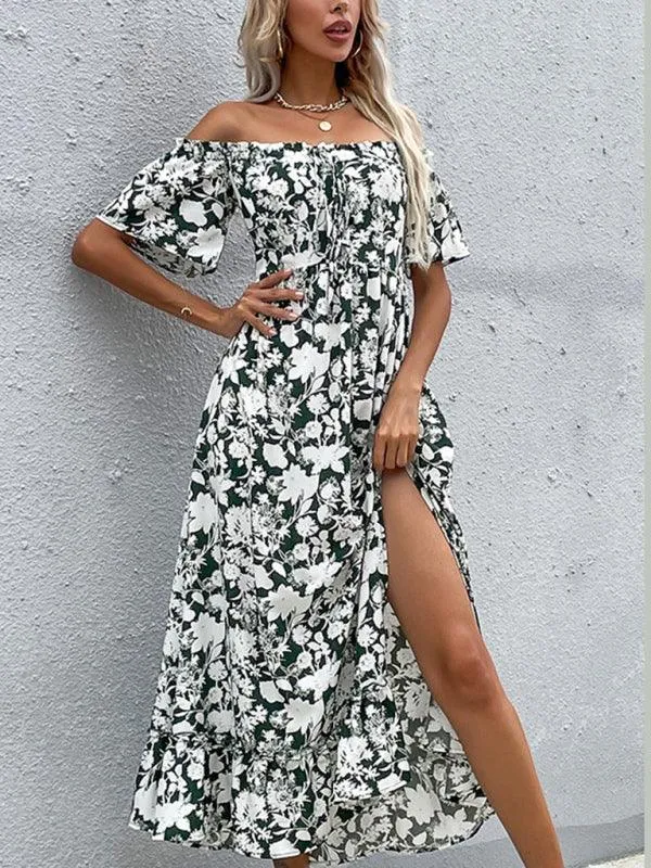 Elegant Asymmetrical Print Midi Dress for Effortless Style