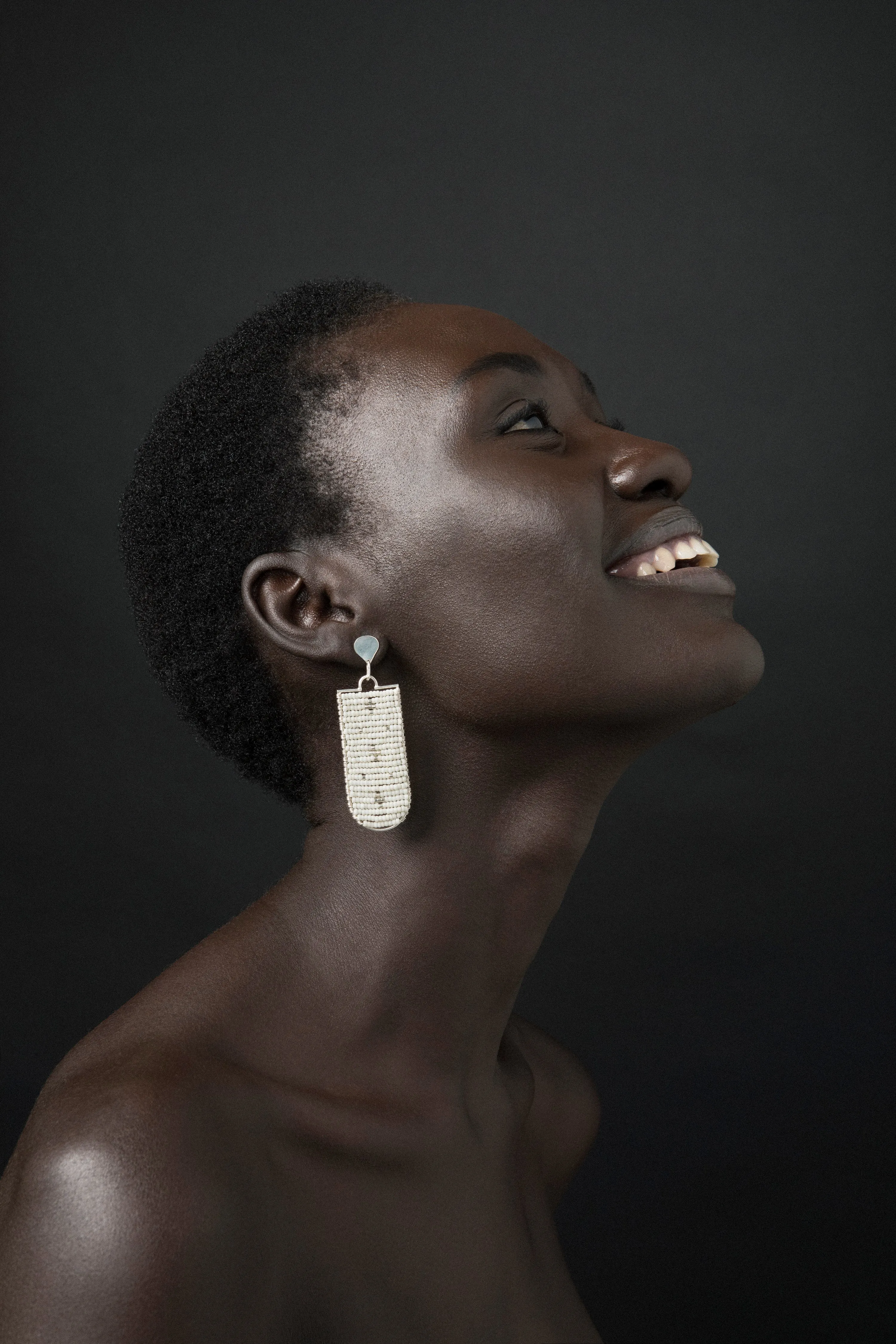 Esther Small Pendant Studs - OFF WHITE/SILVER