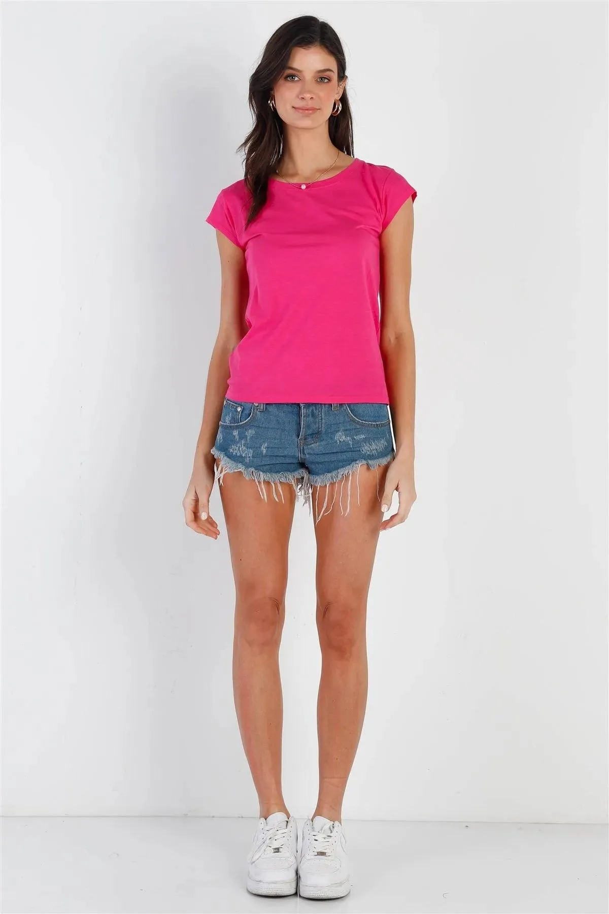 Fuchsia Short Sleeve T-Shirt Top /2-2-2