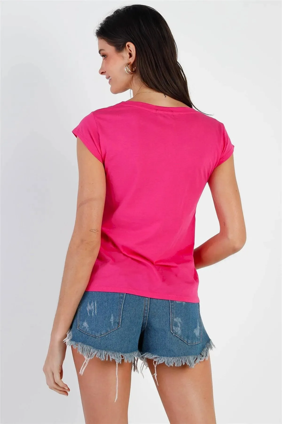 Fuchsia Short Sleeve T-Shirt Top /2-2-2