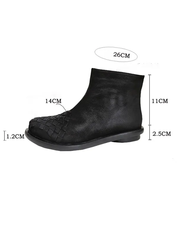 Handmade Retro Leather Wide Toe Box Ankle Boots