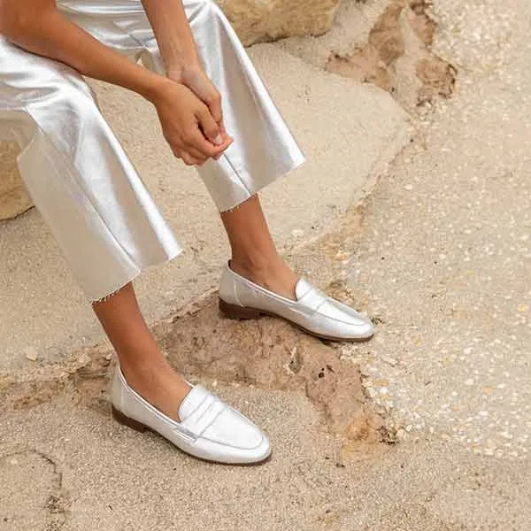 Hanna Silver | Metallic Leather Loafer