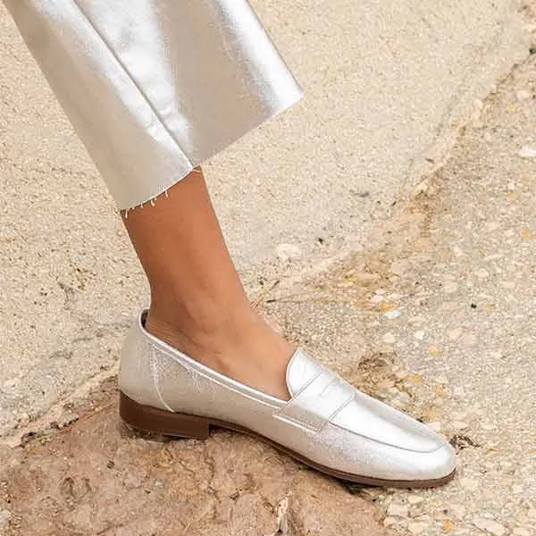 Hanna Silver | Metallic Leather Loafer
