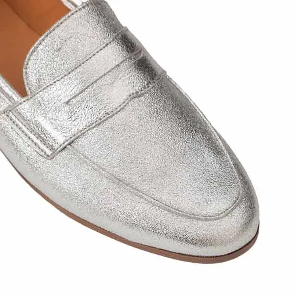 Hanna Silver | Metallic Leather Loafer