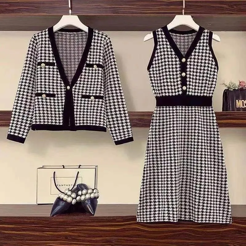 Jasmine Luxury Woolen Dress with Cardigan