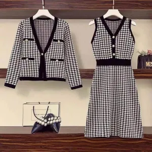 Jasmine Luxury Woolen Dress with Cardigan