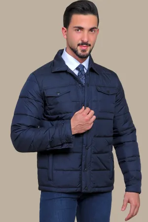 Navy Elegance: Lightweight Puffer Jacket for Effortless Style
