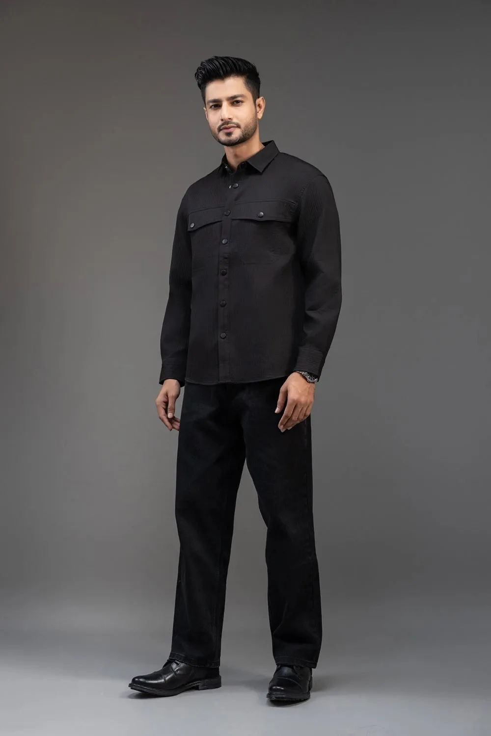 Relaxed-Fit Textured Overshirt