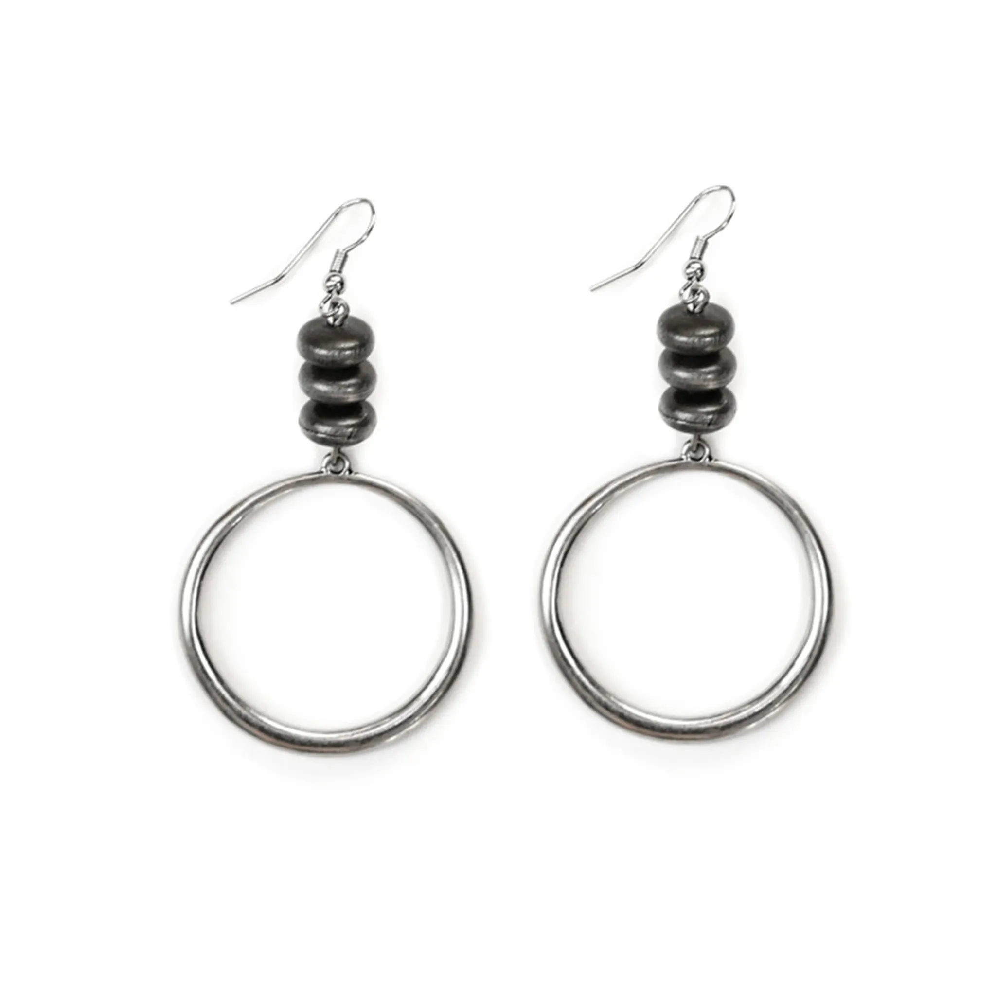 West and Company Hoop Earrings w/Navajo Discs