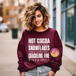 Winter Favorites- Hot Cocoa, Snowflakes, Crackling Fire